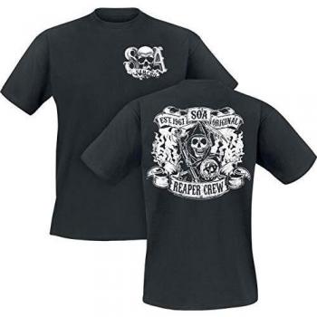 Sons of Anarchy Reaper Crew Hombre Camiseta Negro M, 100% algodón, Regular