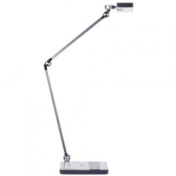 Lámpara de mesa LED ajustable de metal plateado con cargador inalámbrico y atenuación táctil 73 cm LACERTA