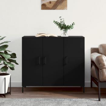 Aparador de madera de ingeniería negro 90x34x80 cm - Mueble de Almacenaje de Salón, Buffet para salón, Armario Auxiliar, Armario de Almacenamiento