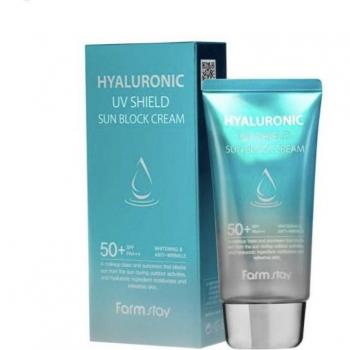 FARM STAY Hyaluronic UV Shield Sun Block Cream 70g - Protective facial cream with hyaluronic acid, SPF 50+, available in 3 options