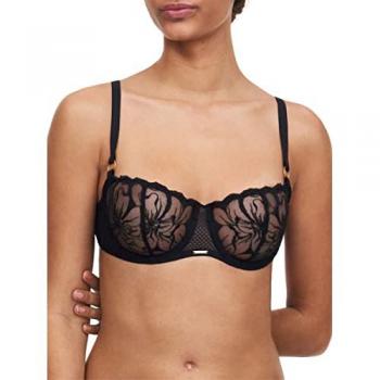Chantelle Fleurs Black Demi Balcony Bra - Size 38C
