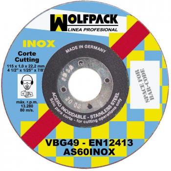 WOLFPACK 9010270 Disco Corte Abrasivo Inoxidable 230x1,9x22,2 mm.