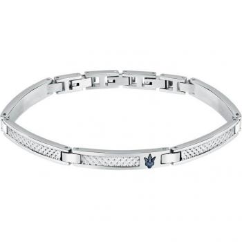 Pulsera Varis de acero plateada con detalles en azul