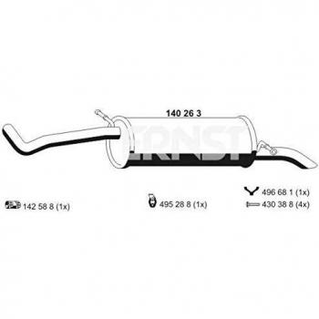 Silenciador trasero ERNST 140263 para SKODA Roomster y Roomster Praktik