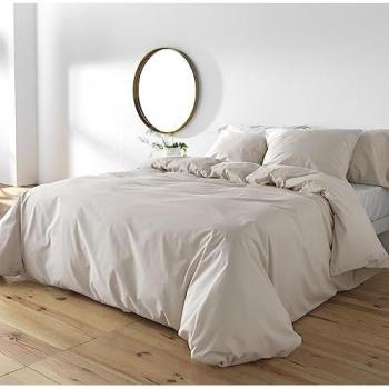 Funda Nórdica Lisa de Lino y Algodón 200 Hilos con Cierre de Botones - Cama 90 cm (150x220 cm)