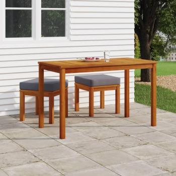 Set de almuerzo de jardín de 3 piezas con almohadas de acacia de madera maciza