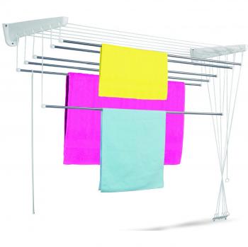 Tendedero Telescópico de Pared y Techo Inoxidable 95-165x41x135 cm
