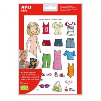 Gomets Reposicionables Temáticos de Vestirse para Niñas (37 Uds) - Apli Kids