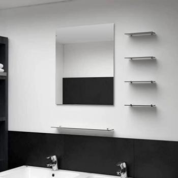 Elegant Modern Wall Mirror with 5 Shelves Silver 50×60 cm