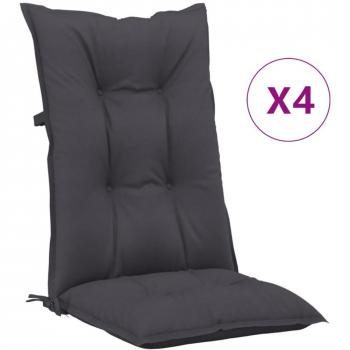 Garden Highback Chair Cushions Set of 4 Anthracite 120x50x7 cm Fabric