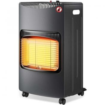 Estufa de gas portátil infrarroja 4,2 kW con ruedas y encendido piezoeléctrico, compacta y segura para interiores