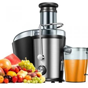 Licuadora Para Verduras y Frutas, 800W Extractor centrífugo de zumos, 2 Velocidad Exprimidor de Frutas y Verduras en Acero Inoxidable con 75MM de Boca Ancha, protección contra sobrecalentamiento