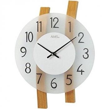 AMS w9203 cuarzo reloj de pared, madera, multicolor, 35 x 35 x 12 cm