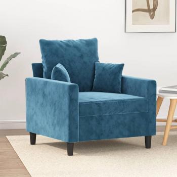 Sillón de terciopelo azul 60 cm Velvet Vidaxl