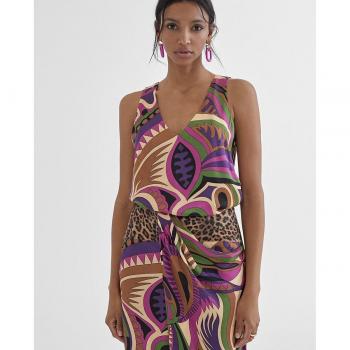 Lola Casademunt - Top de mujer de tirantes multicolor con estampado floral