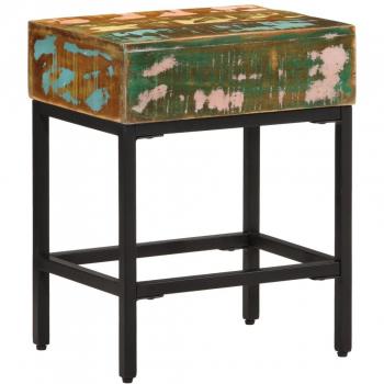 Mesa Auxiliar de Madera Maciza Reciclada 40x30x51 cm Multicolor para Sofá y Entrada