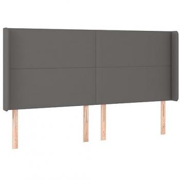 Cabecero con LED cuero sintético gris 163x16x118/128cm