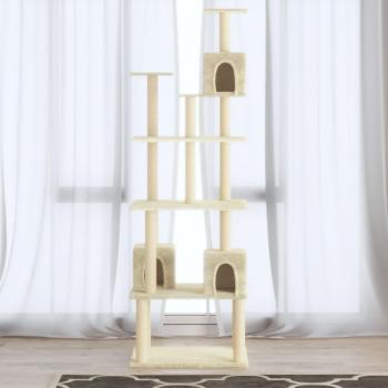Árbol para gatos rascador con postes de sisal crema 188 cm