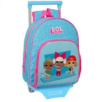 Mochila Escolar con Ruedas LOL Surprise! Divas Azul 28 x 34 x 10 cm, ideal para niños de diferentes edades, cómoda y versátil, de calidad y resistencia