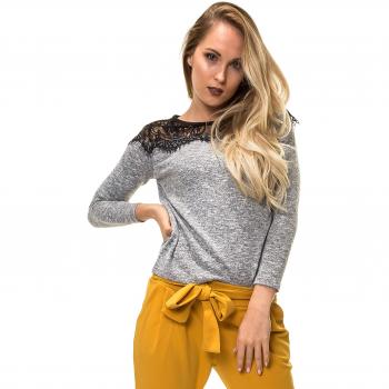 ONLY NOS Onlidaho Lace L/s Pullover Knt Noos, suéter para Mujer, Gris