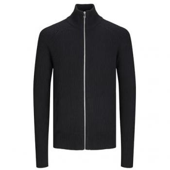 Cardigan de Hombre Jack & Jones con Cerniera, Color Negro, Talla L, Estilo Regular Fit