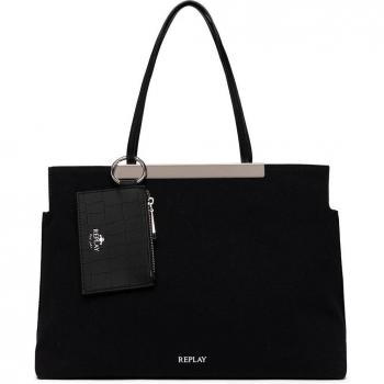 Bolso de hombro Replay negro con bolsita