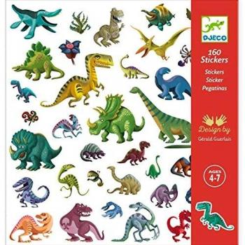 DJECO- Globos Pegatinas Dinosaurios, Multicolor