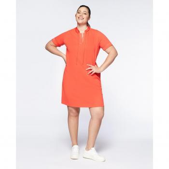 Vestido de punto piqué con cremallera en el escote