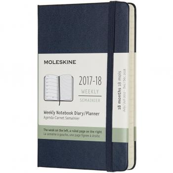 Moleskine DHB2018WN2Y18 - Agenda semanal 2017-2018, de bolsillo, 18 meses, tapa dura, color azul zafiro