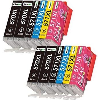 Kingjet Compatible con 570XL 571XL Cartuchos de Tinta reemplaz para Canon PGI-570 CLI-571 XL para Canon Pixma MG5750 TS5050 TS6050 MG5751 MG5752 MG5753 MG6850 MG6852 TS5053 TS5055 TS6051