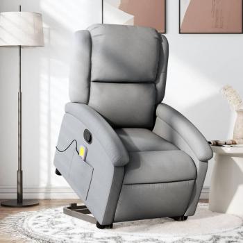 Sillón de masaje reclinable de tela gris claro Vidaxl