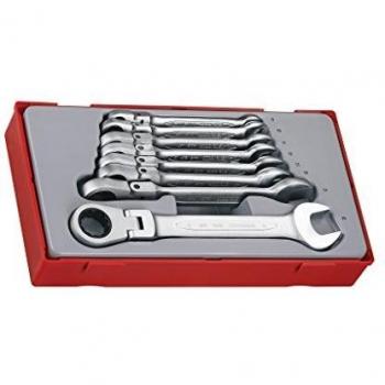 Juego de llaves de carraca combinada Teng Tools TT6508RF, 8 llaves métricas, ambas extremidades del mismo tamaño, fabricadas en acero cromo vanadio, permite girar la llave para cambiar dirección