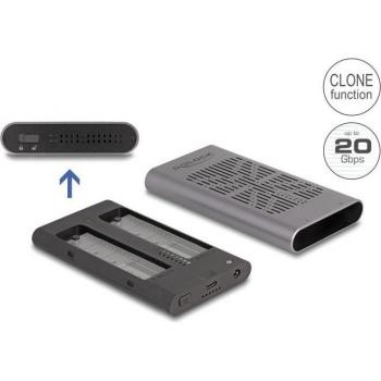 Caja Externa USB 3.2 de 20 Gbps para 2 x M.2 NVMe PCIe SSD con Función de Clonación - Delock 42027