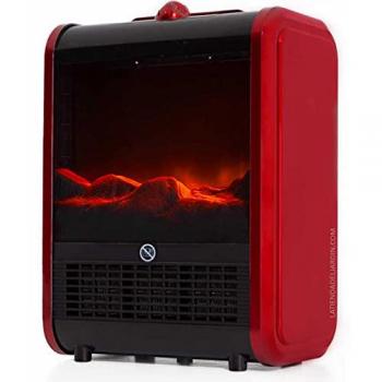 Chimenea eléctrica Orbegozo con efecto fuego real, diseño rojo y negro, 1500 W y selector de 3 posiciones