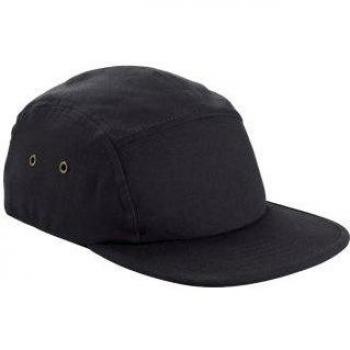 Gorra de béisbol unisex Beechfield de lona adulta con 5 paneles, color negro, talla única