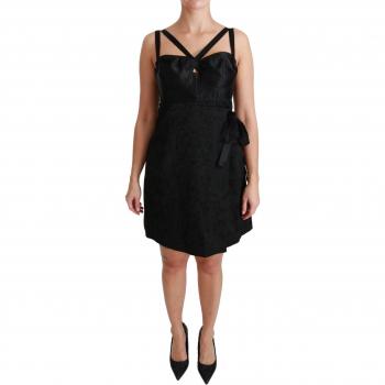 Dolce & Gabbana Black Stretch Satin Jacquard Mini Dress - IT46|XL, Short Dress, Female, Color: Black, Size: L