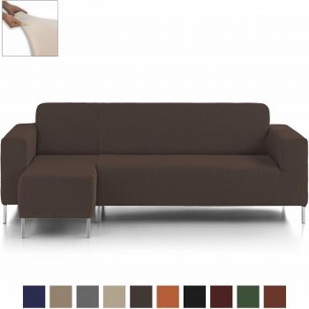 Eiffel Textile Nimes Funda para Sofá, Algodón, Marrón, Chaise Longue Brazo Largo Izquierda, 280 x 195 x 2 cm