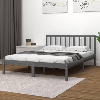 Cama de madera maciza de pino gris 135x190 cm doble