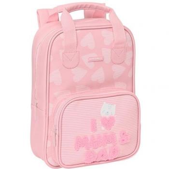 Mochila Infantil Safta Love Preescolar con Asas de Fácil Limpieza Rosa 20x28x8cm