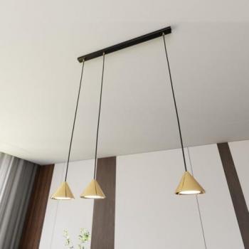 Lámpara de Suspensión Elit EPIKASA, Acero con Recubrimiento en Polvo, Color Negro y Oro, Dimensiones 70x100x12 cm