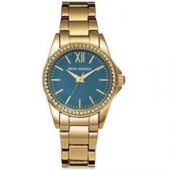 Mark Maddox Women's Quartz Watch with Blue Dial Analogue Display and Gold Bracelet MM3015-27