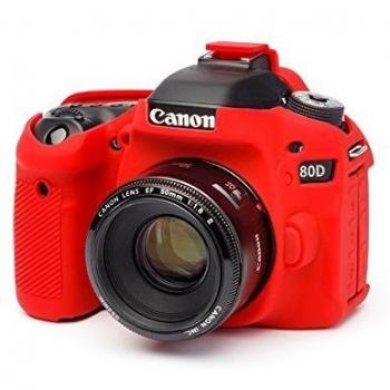 EasyCover by Bilora Carcasa de Silicona para Canon 80d Rojo/Negro