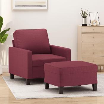 Sillón con reposapiés rojo vino 60 cm tela