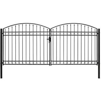 vidaXL Cancela Valla Doble Puerta con Arco Puerta Jardín Accesorios para Entrada Funcional Moderna Estable Duradera Práctica 400x200cm Acero Negro