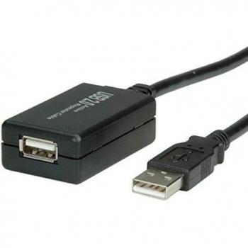 Cable USB 2.0 Activo de Prolongación Value A/A con Repetidor de 12 m, Negro