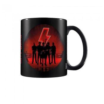 Taza AC/DC Pwr Up Negra/Roja One Size con diseño de encendido, capacidad para 300 ml, material cerámico, apta para lavavajillas y microondas