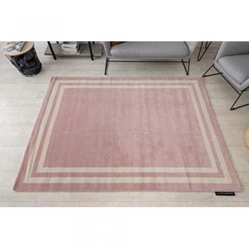 Alfombra Hampton Cuadro Rosa y Blanco 200x290 cm Estilo Nueva York