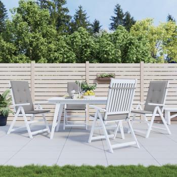 Garden Highback Chair Cushions Set of 4, Grey, 120x50x3 cm Fabric