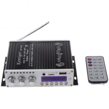 WINGONEER Mini Bluetooth estéreo de Alta fidelidad de Audio Amplificador AMP Bass Booster MP4 12V de la Ayuda FM / MP3 / TF/USB / DVD para Coche de la Motocicleta del Coche automático de CD DVD