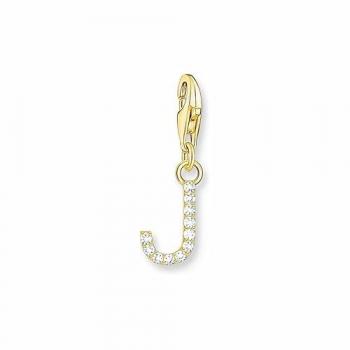 Colgante Charm Mujer Letra J con Zirconias Blancas y Chapado en Oro Thomas Sabo 1973-414-14